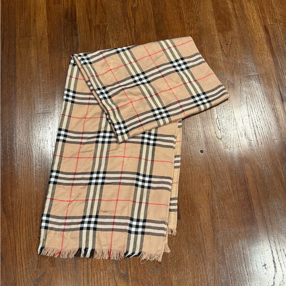 Burberry Tan and Black Check Scarf - Picture 3 of 8